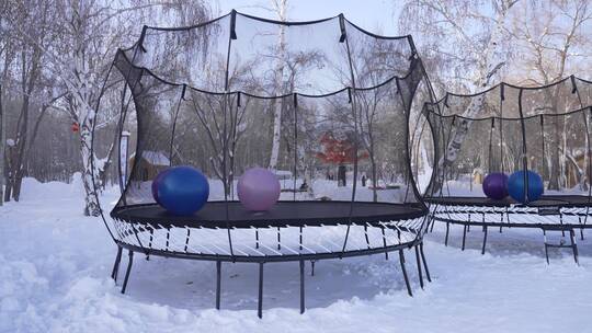 新疆阿勒泰桦林公园冬景