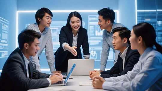 商务团队办公沟通场景