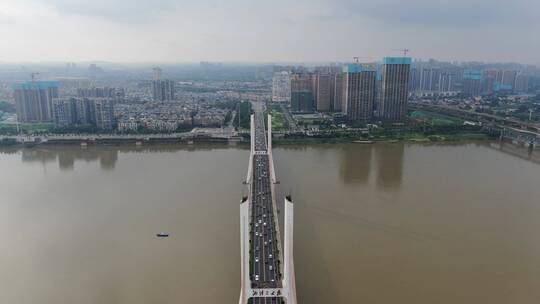 航拍湖南湘潭三大桥