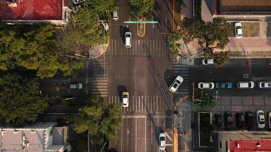航拍城市街道十字路口视频素材模板下载