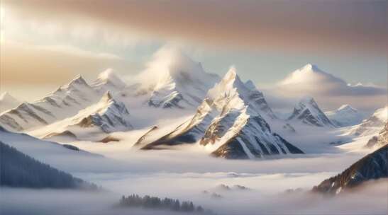 AIGC素材 雪山山峰自然风景