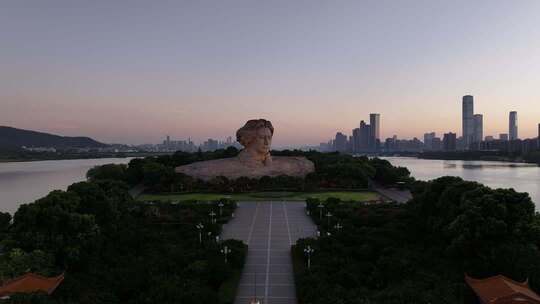 长沙橘子洲景区橘子洲大气航拍