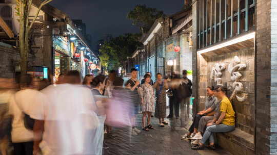 成都宽窄巷子景区夜景夜晚延时摄影