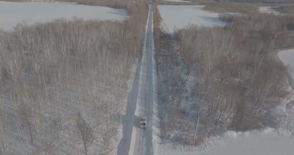 中国北方冰雪道路自驾航拍