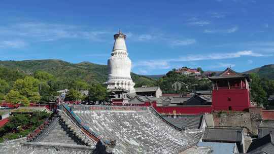 五台山航拍大白塔视频素材模板下载