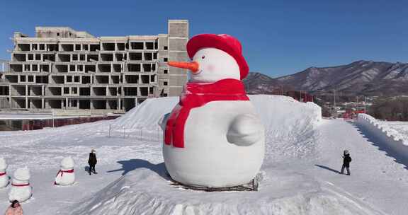 吉林万缕银丝雪人航拍