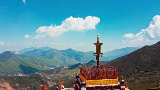 祁连山拉脊山宗喀拉则青藏寺庙航拍大景