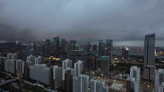 暴风雨下的深圳前海自贸区视频素材模板下载