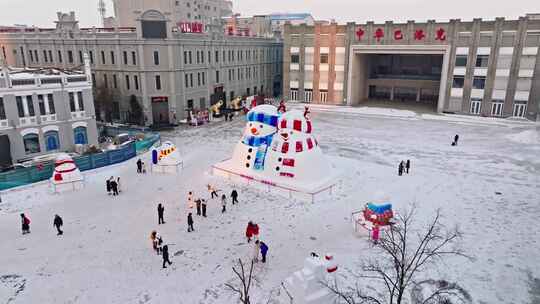 中国黑龙江哈尔滨老道外中华巴洛克大雪人