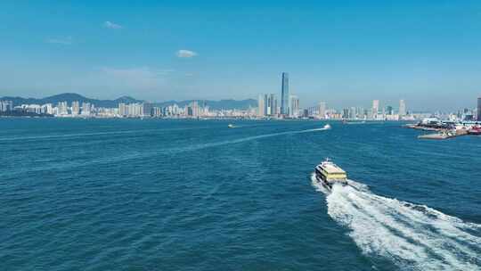 航拍香港维多利亚港
