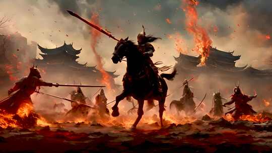 中国古代军队骑马厮杀2视频素材模板下载