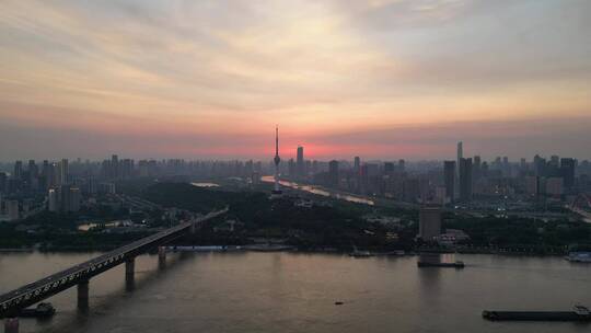 航拍湖北武汉城市风光旅游景点