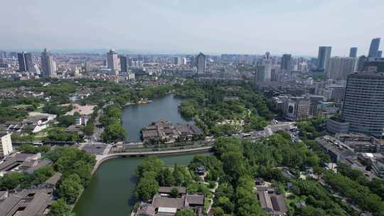 浙江宁波天一阁博博物馆5A景区月湖公园航拍