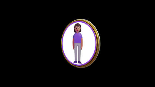 女性站立3d中图标视频素材模板下载
