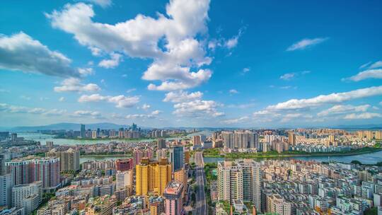 惠州江北 麦地蓝天白云大景延时-4K-420-60P视频素材模板下载