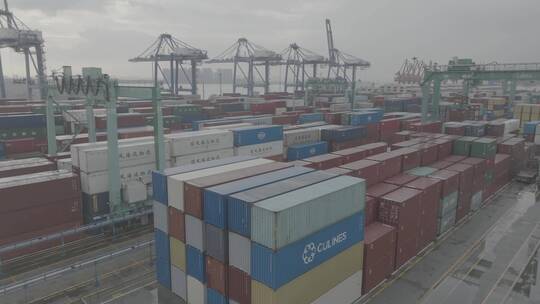 广州港口水运货运港口航拍实拍4K视频素材