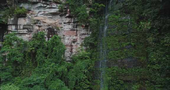 航拍山林瀑布美丽自然风景