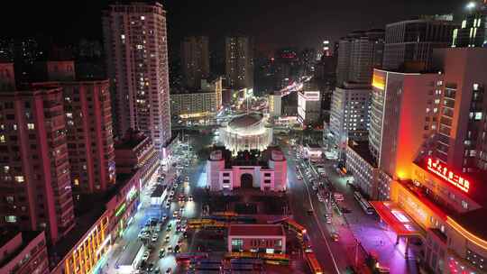 甘肃兰州张掖路夜景航拍