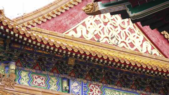 故宫传统古建筑屋檐琉璃瓦视频素材模板下载