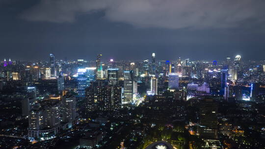 上海静安区现代商务楼夜景延时