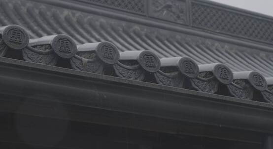 灵隐寺下雨的屋檐 log视频素材模板下载