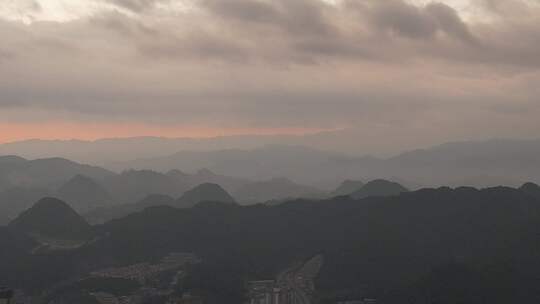 山川城市日出彩霞航拍