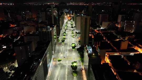 巴西里约热内卢市中心巴尔加斯总统大道夜景