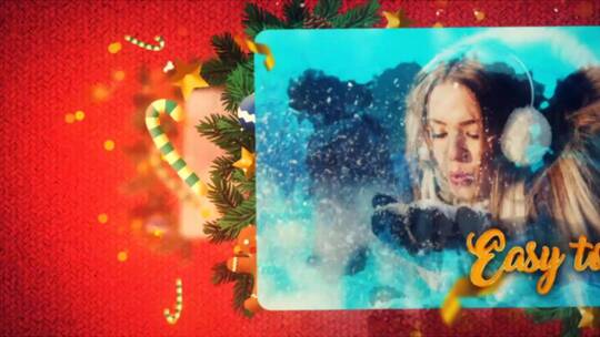 冬季圣诞照片幻灯片清新动感电影公司AE模板
