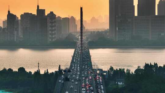 杭州西兴大桥日落（钱江三桥）视频素材模板下载