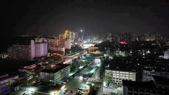 海南三亚湾天涯区夜景航拍