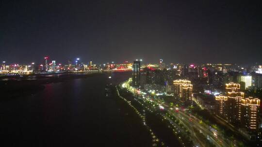 江西南昌城市夜景交通灯光航拍视频素材模板下载