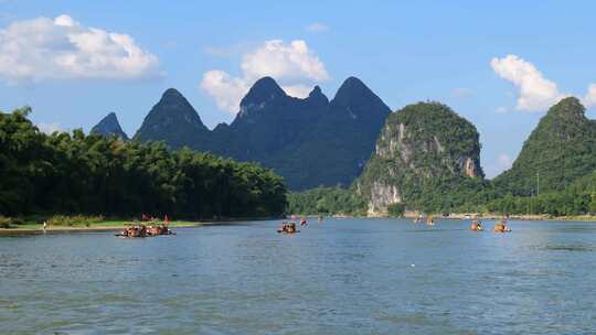 广西桂林山水漓江风景航拍