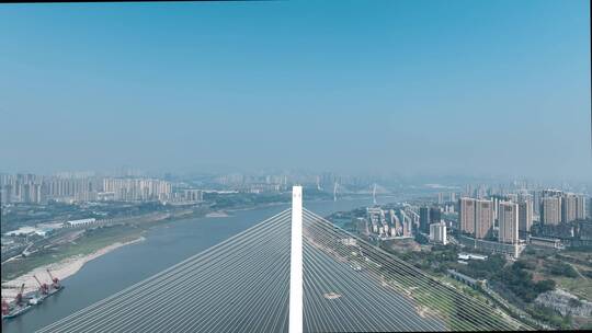 重庆白居寺大桥蓝天航拍视频素材模板下载