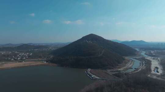 航拍钱塘江观音寺视频素材模板下载