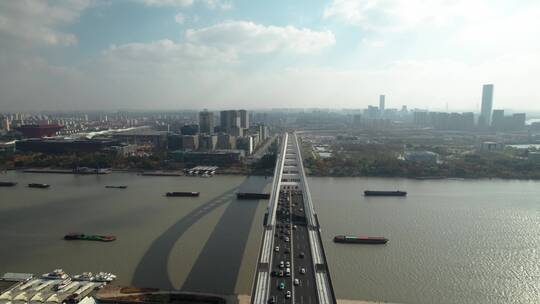 上海卢浦大桥航拍视频素材模板下载
