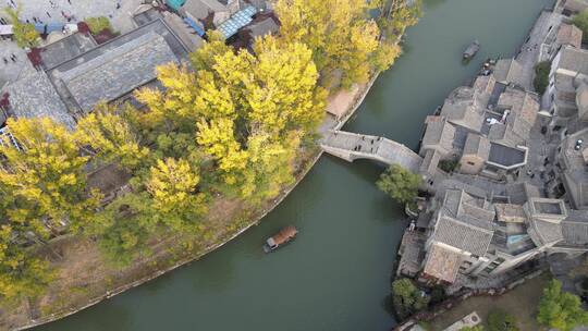 北京古北水镇秋季美丽景色航拍