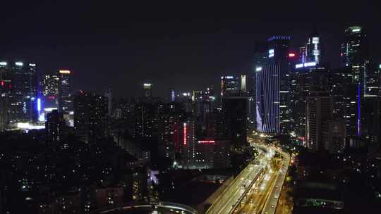广州立交前夜景航拍