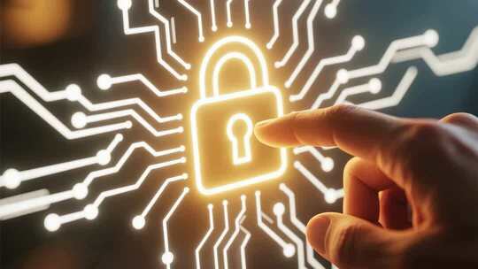 手指点击虚拟安全锁画面