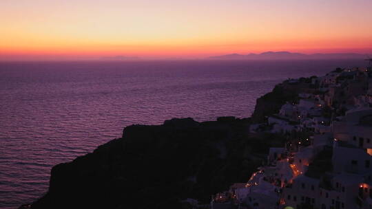 希腊圣托里尼岛黄昏视频素材模板下载