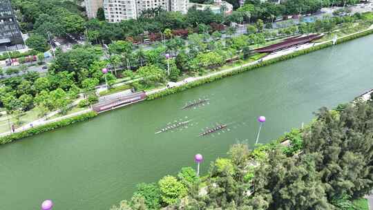 深圳南山大沙河赛艇水上运动比赛航拍