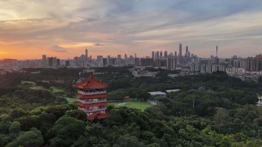 广州鸿鹄楼日出与CBD遥望