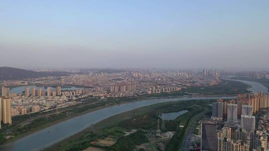 泉州大景航拍市区丰泽区晋江阴天城市