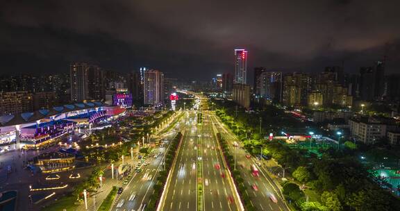 商圈购物广场夜景车流人流城市风光延时