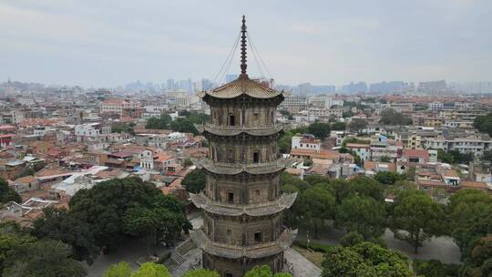 大气 航拍 福建 泉州 西街 东西塔 开元寺