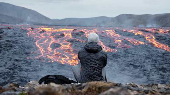 人，摄影师，相机，火山