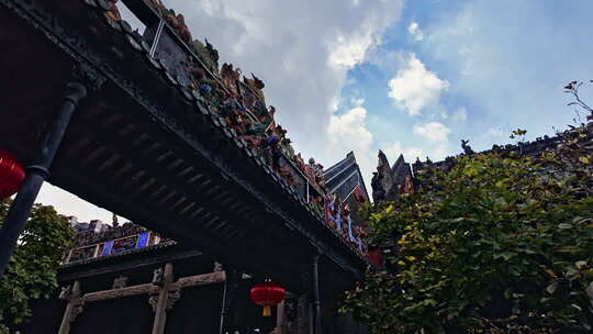 古建筑屋顶及装饰景观 陈家祠 岭南建筑