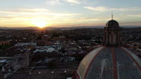 墨西哥圣米格尔地标建筑夕阳黄昏夕阳航拍