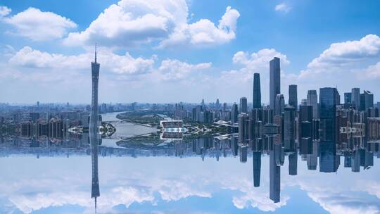 广州城市盗梦空间镜像空镜视频