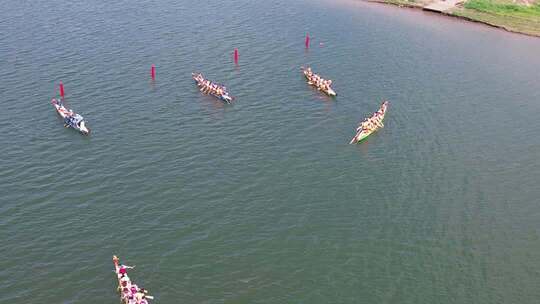 龙舟比赛航拍画面