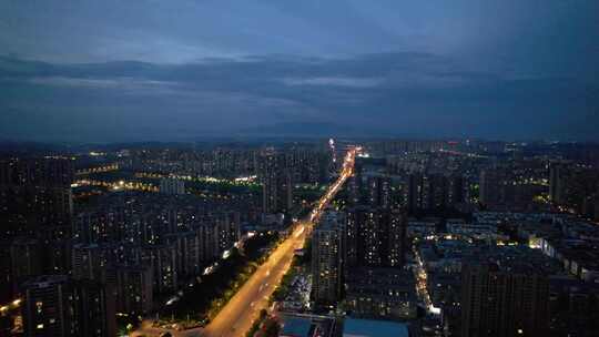 湖南衡阳文化馆，蒸水夜景4k航拍视频